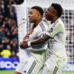 MBAPPE Y VINICIUS CELEBRANDO EL GOL DE LA VICTORIA