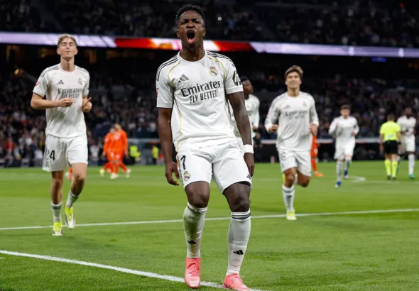 Vinicius Jr. celebra uno de sus goles ante la Real Sociedad